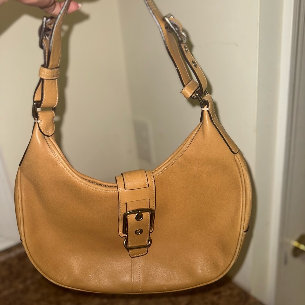 Coach Tan Shoulder Bag with Elegant Hobo Design